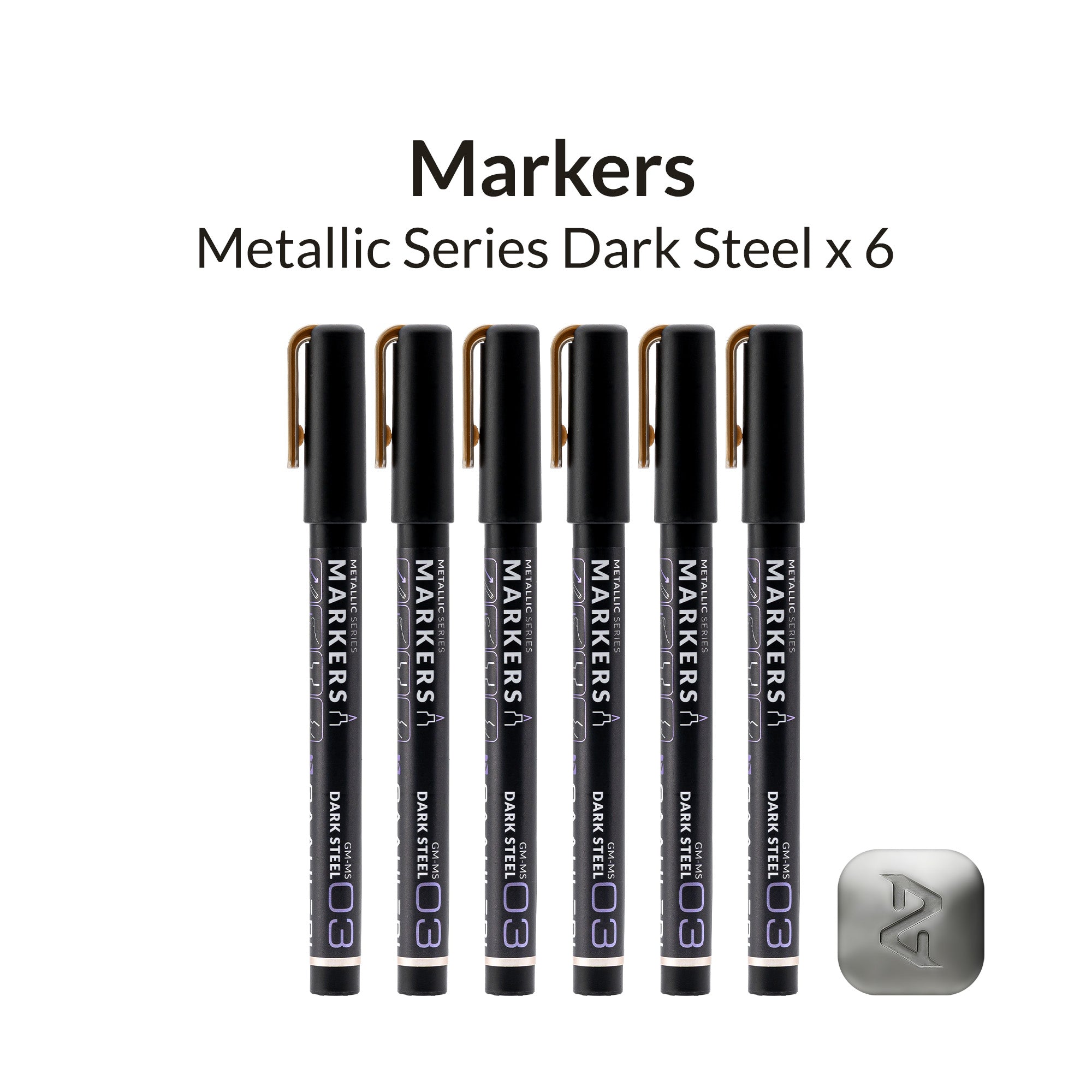 Metallic Series Markers * 6 Dark Steel