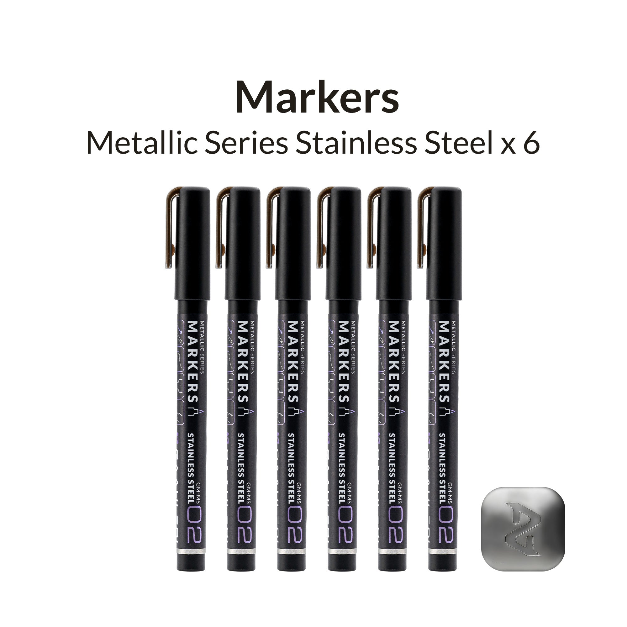 Metallic Series Markers * 6 Stainless Steel