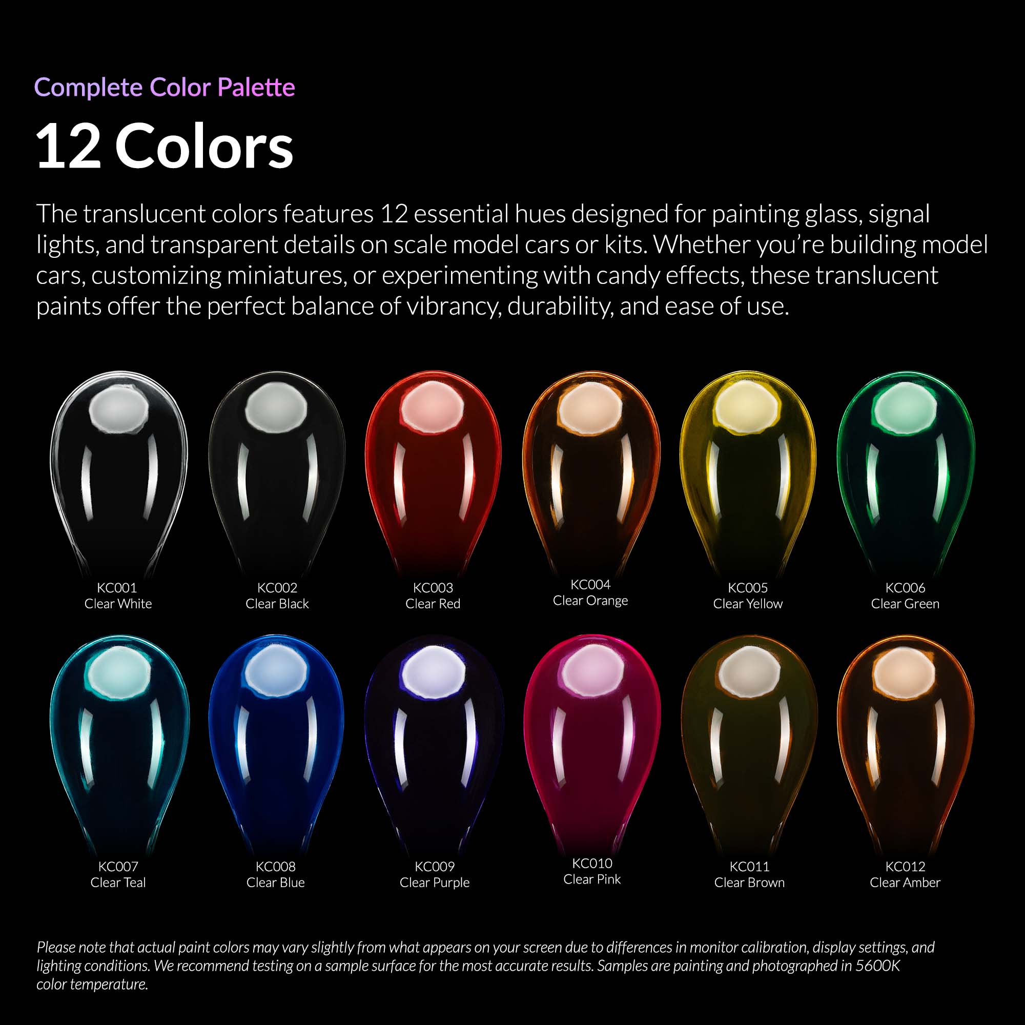 12 Clear Colors Set