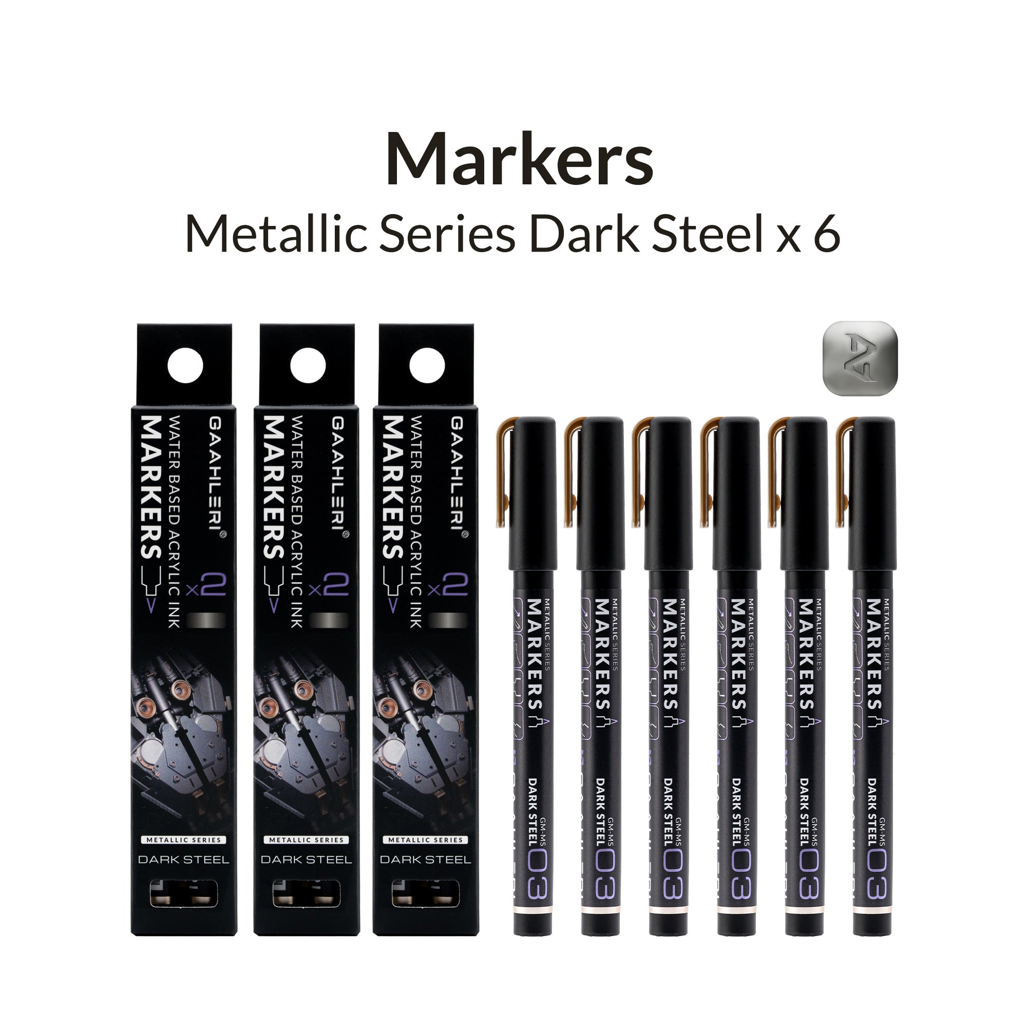 Metallic Series Markers * 6 Dark Steel