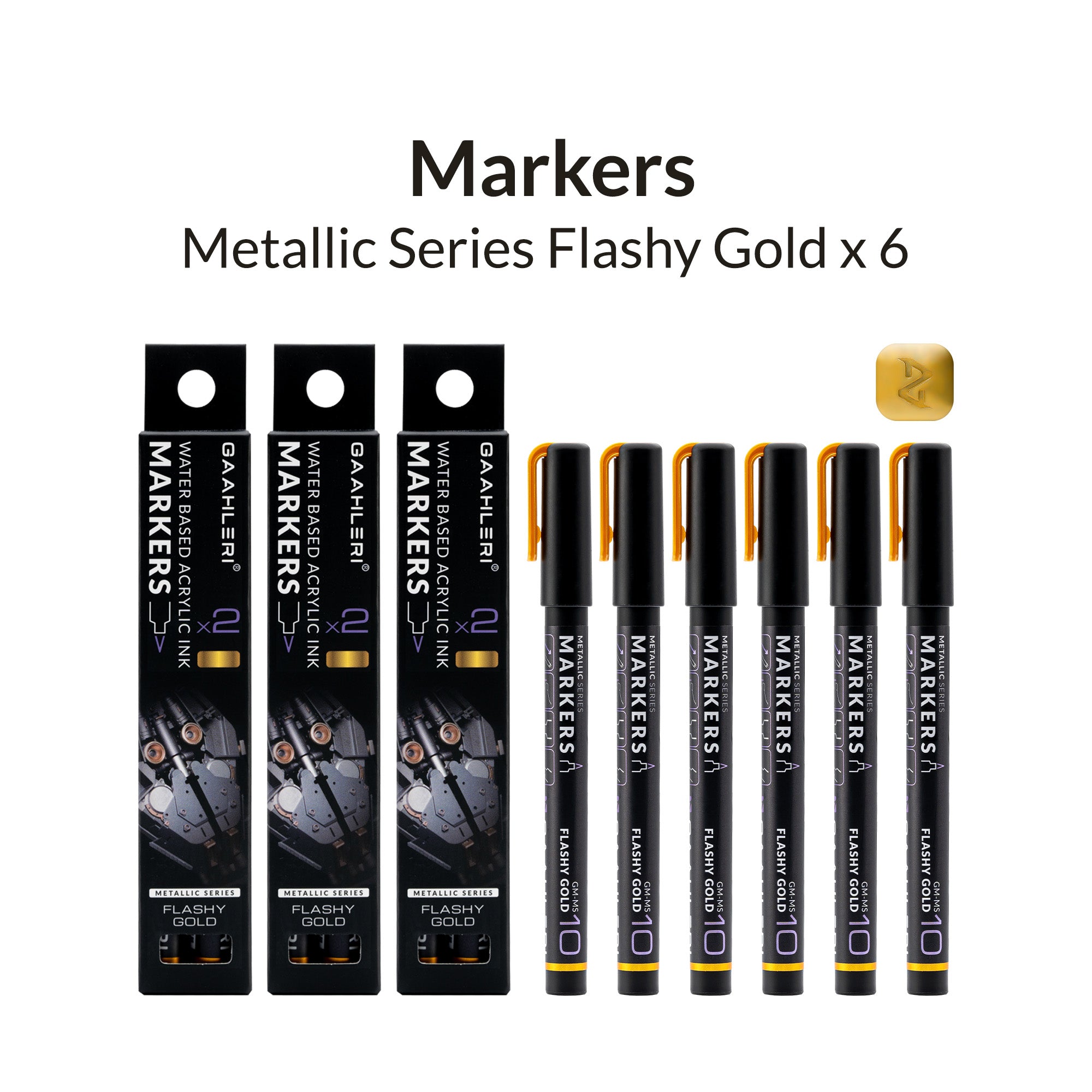 Metallic Series Markers * 6 Flashy Gold