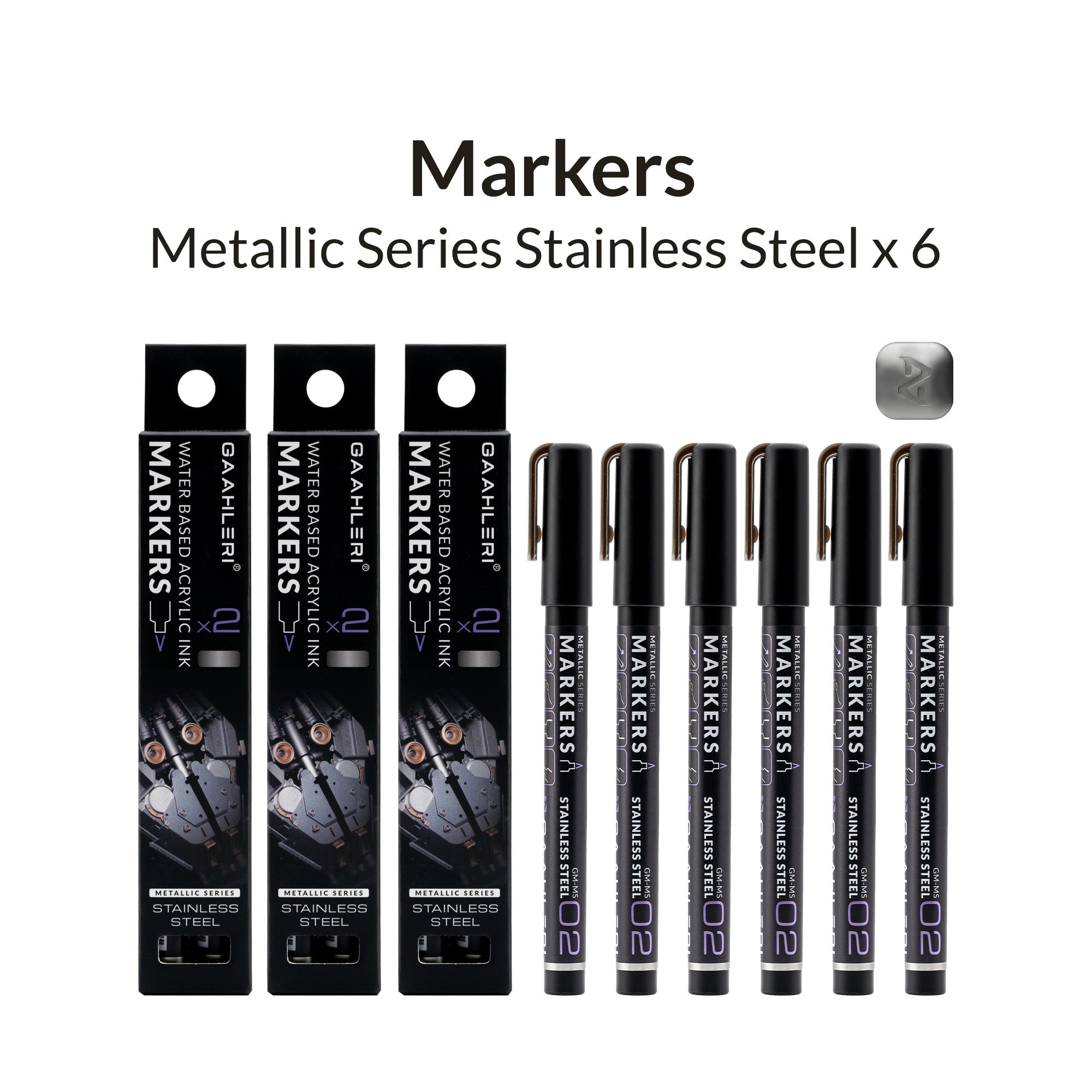 Metallic Series Markers * 6 Stainless Steel