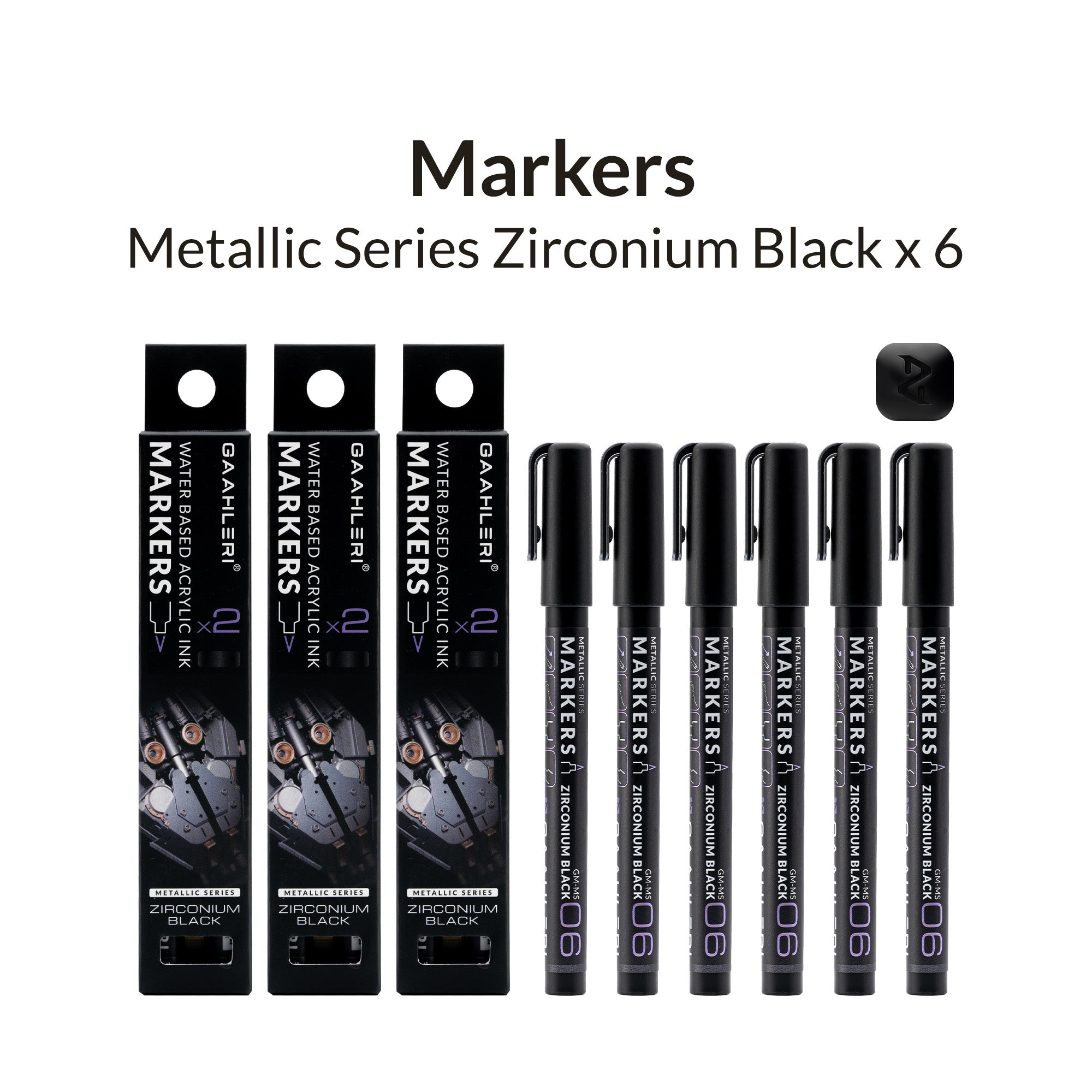 Metallic Series Markers * 6 Zirconium Black